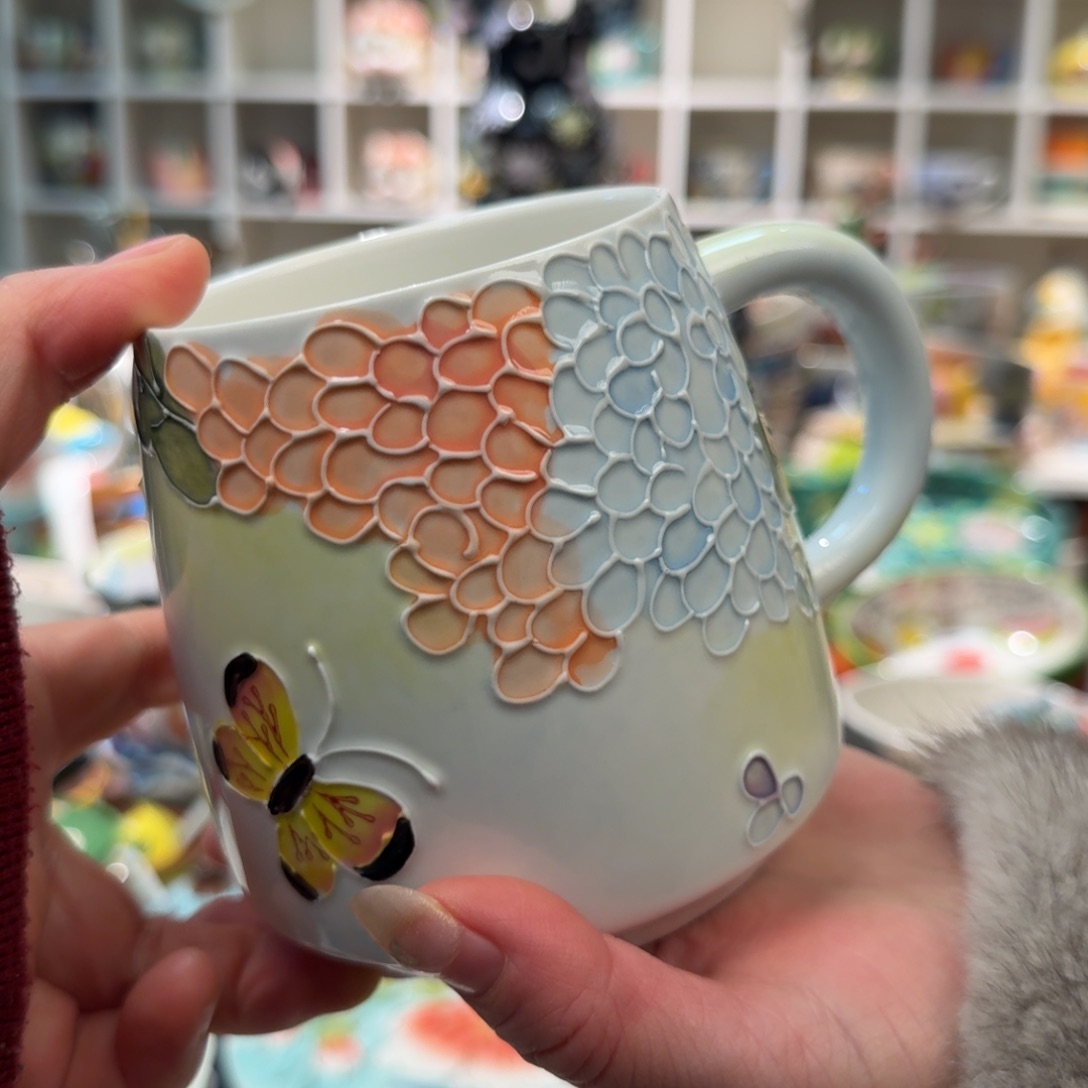 陶瓷濑户烧绣球马克杯1只