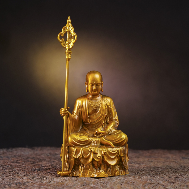 象外天工【国潮】坐姿地藏（小号）全铜艺术家原创雕塑玄关摆件