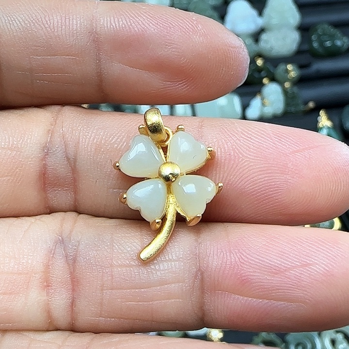 和田玉吊坠(不含链)银S925镶嵌