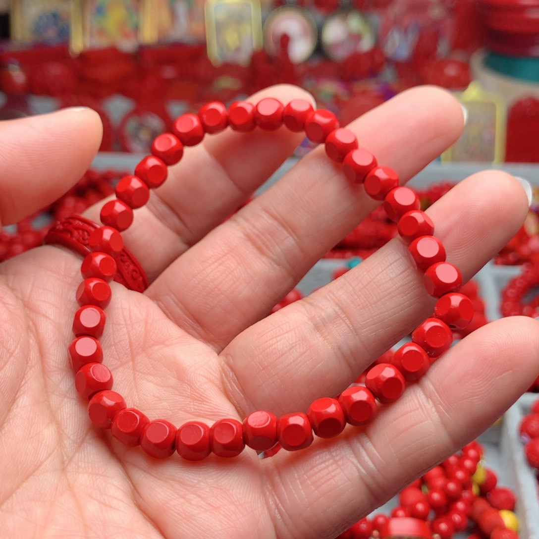 天然辰砂工艺品朱砂方糖手串