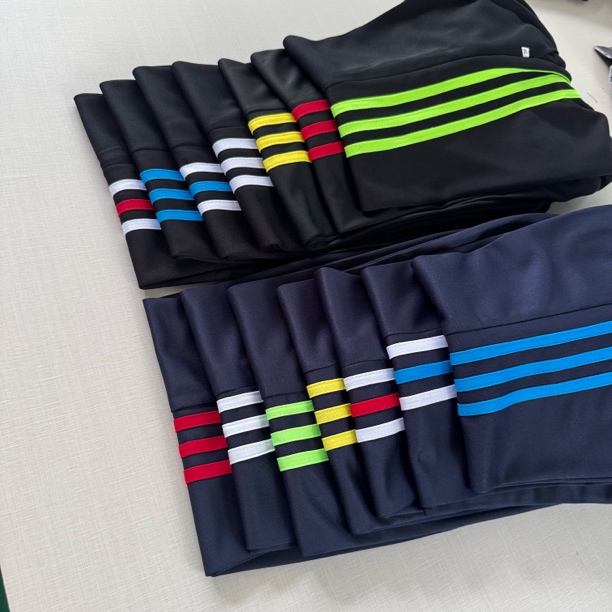 初高中小学生直筒春夏休闲运动校服裤藏蓝色黑色三条杠白红蓝绿条