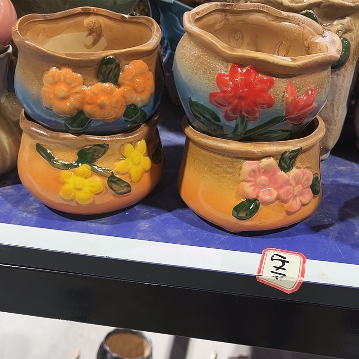 瓷片花盆多肉植物艺术品