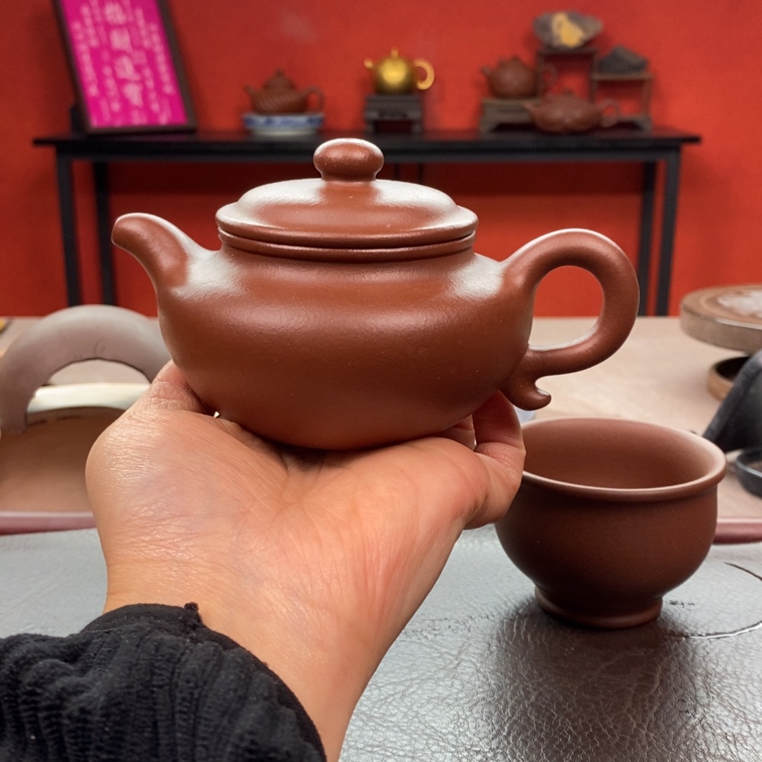 紫砂茶壶底槽清仿古240cc全手➕底槽清杯子