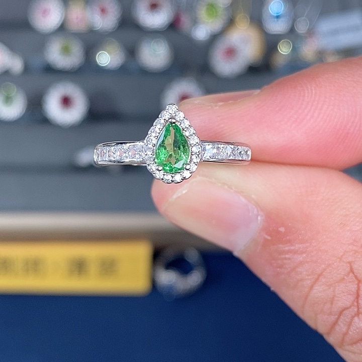 石榴石（沙弗莱）戒指银S925镶嵌