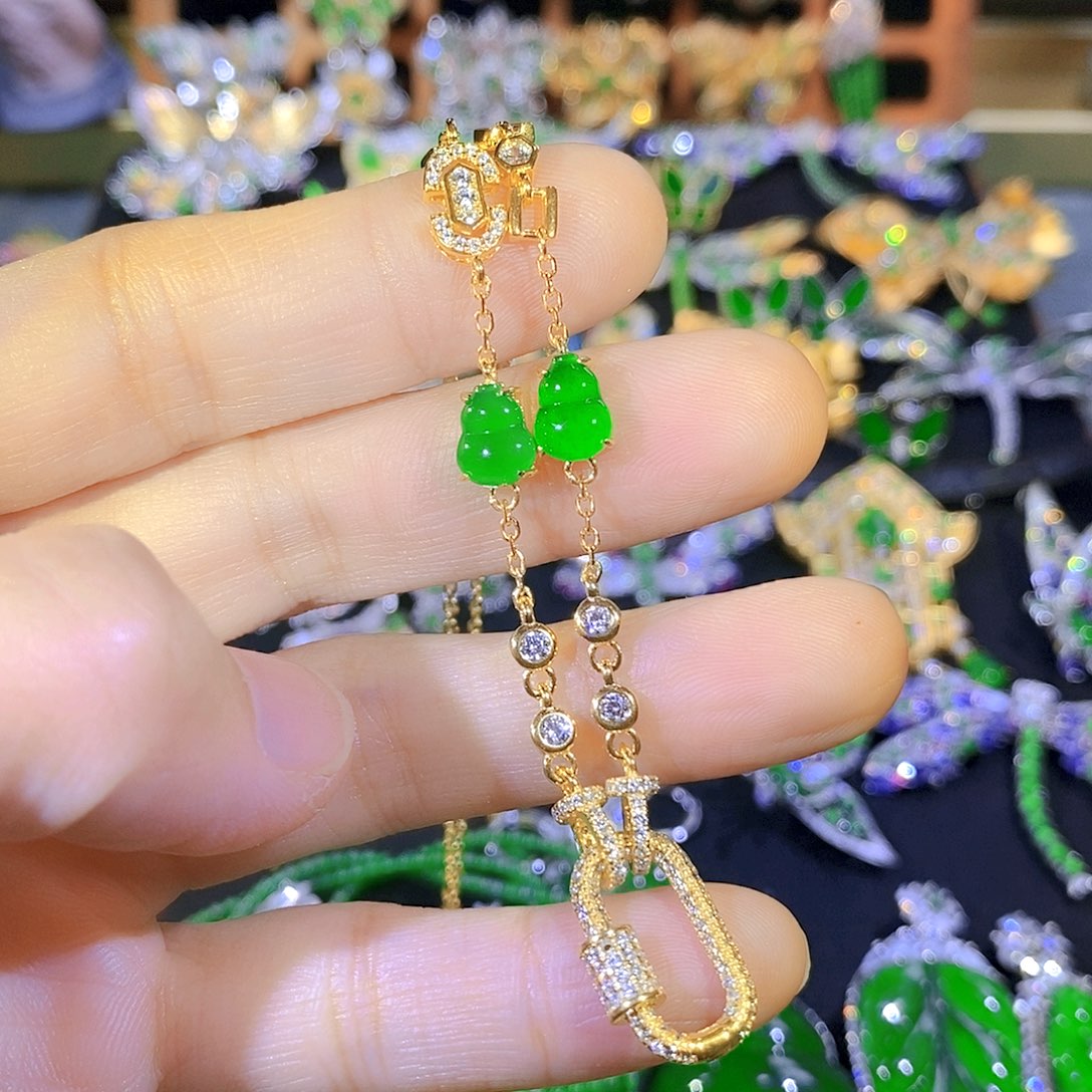 吊坠(不含链)银S925镶嵌翡翠