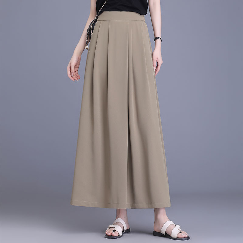 冰凉丝阔腿裤夏季休闲裤女裙裤高腰显瘦长裤垂感春夏黑色裤子1636