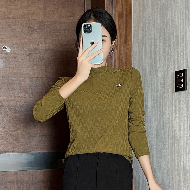 奢姿2025年秋季新款大码女装胖mm半高领时尚提花简约打底针织衫