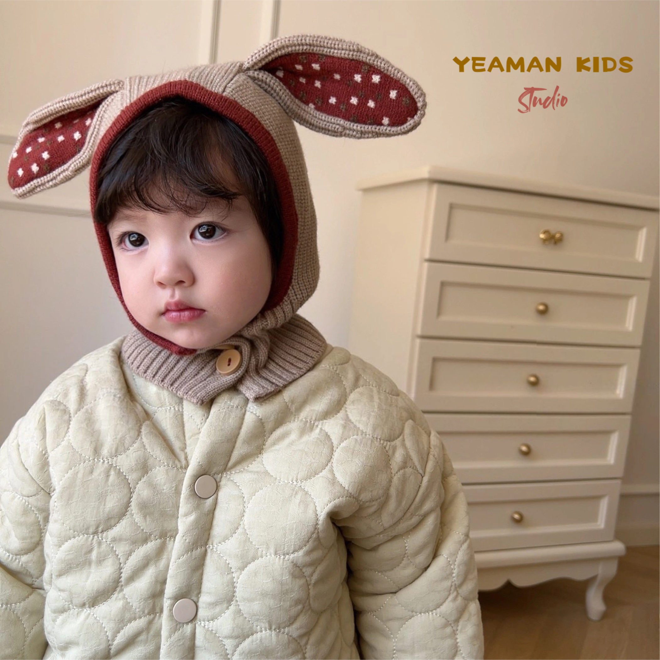 【编码601-650】YEAMAN伊曼儿童秋冬韩系毛线帽护耳帽