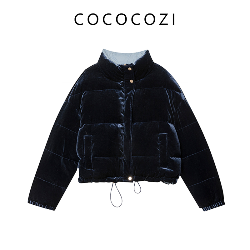 【女装优选BJ】COCOCOZI冬季时尚保暖气质丝绒短款鹅绒服243CO087Y