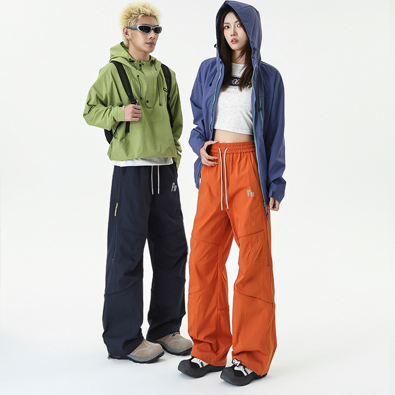 多巴胺秋季潮牌冲锋裤男女款潮流印花设计感防风防水户外登山裤