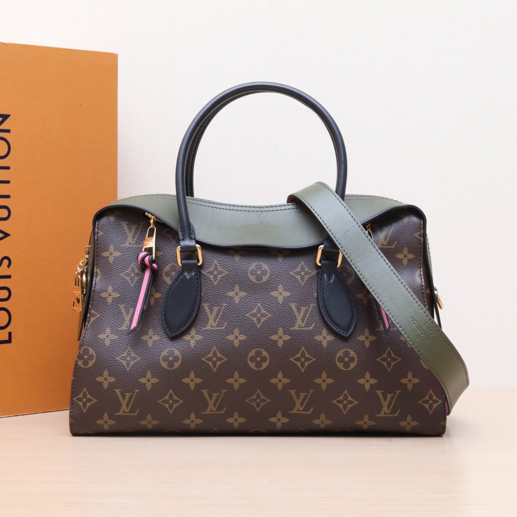 95新 LouisVuitton/路易威登 小花姑姑227535双手柄拼皮手袋 老花