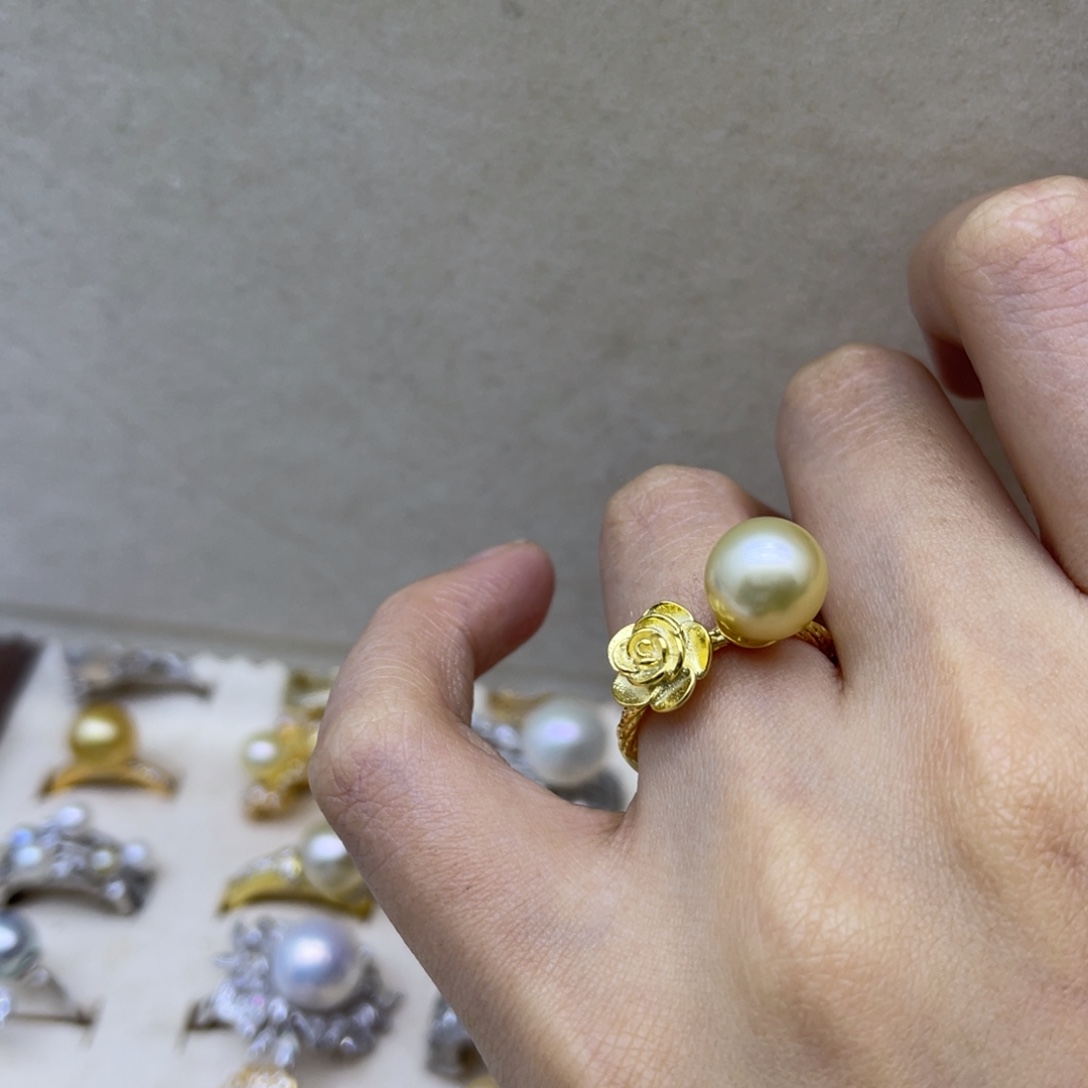 戒圈银S925镶嵌海水珍珠