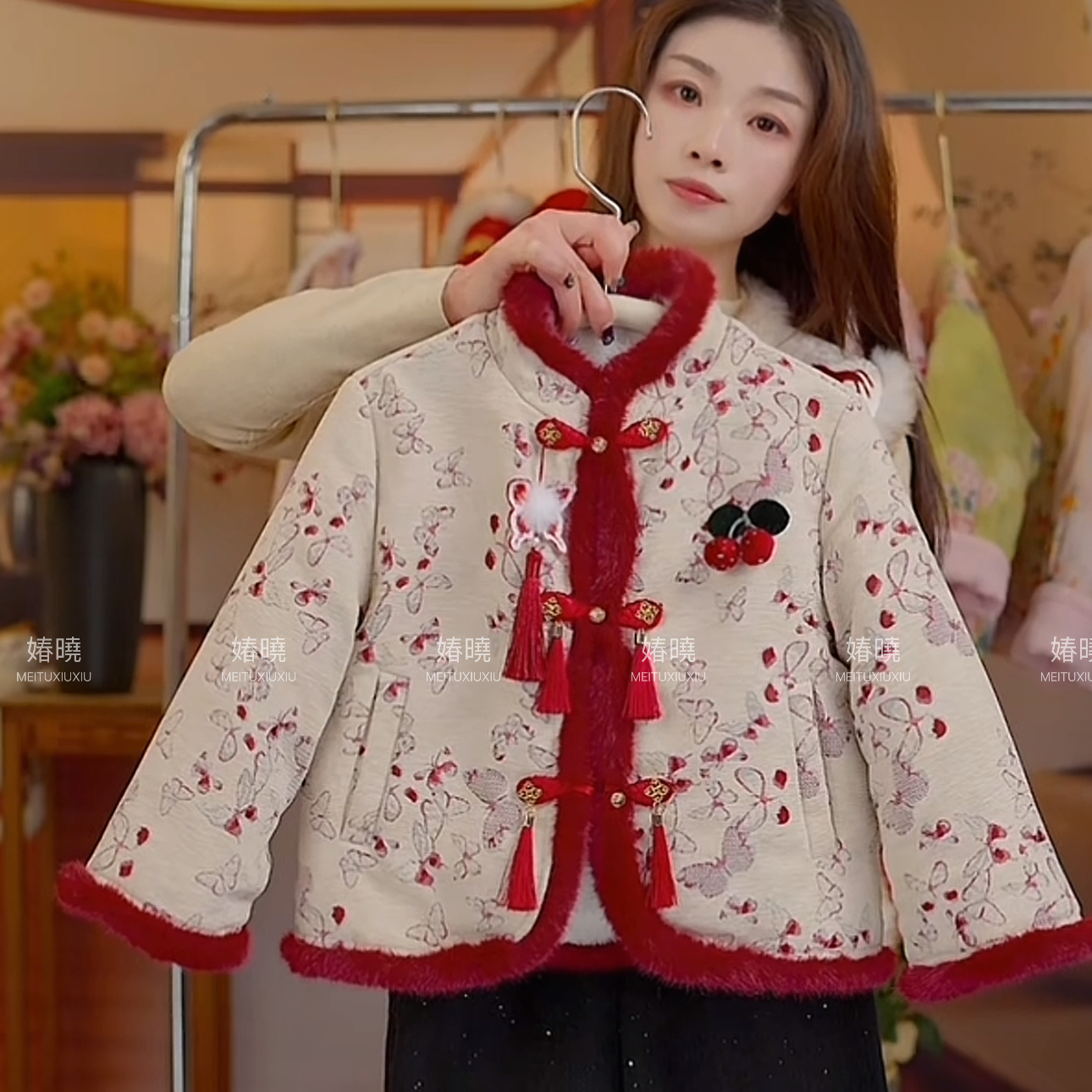 女童国风加绒外套中式新款棉服中大童2025冬季加厚气质保暖拜年服