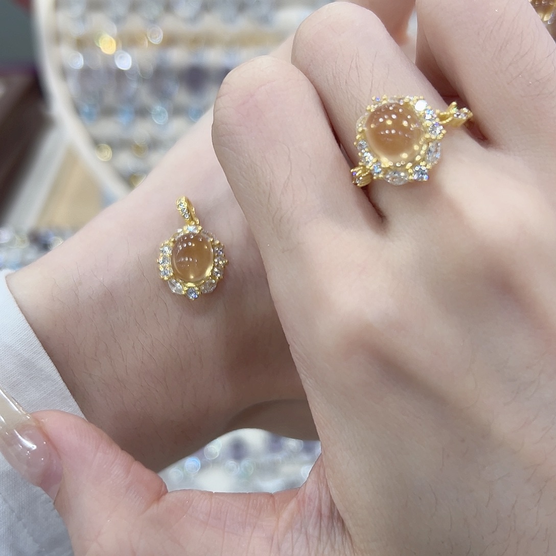 1***葵银S925镶嵌戒指黄晶