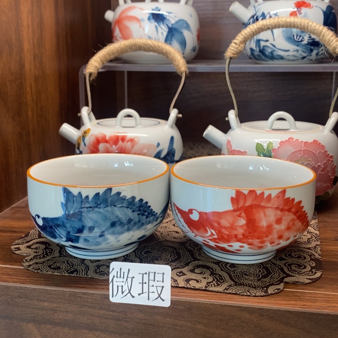 釉下彩老陶泥手工绘制