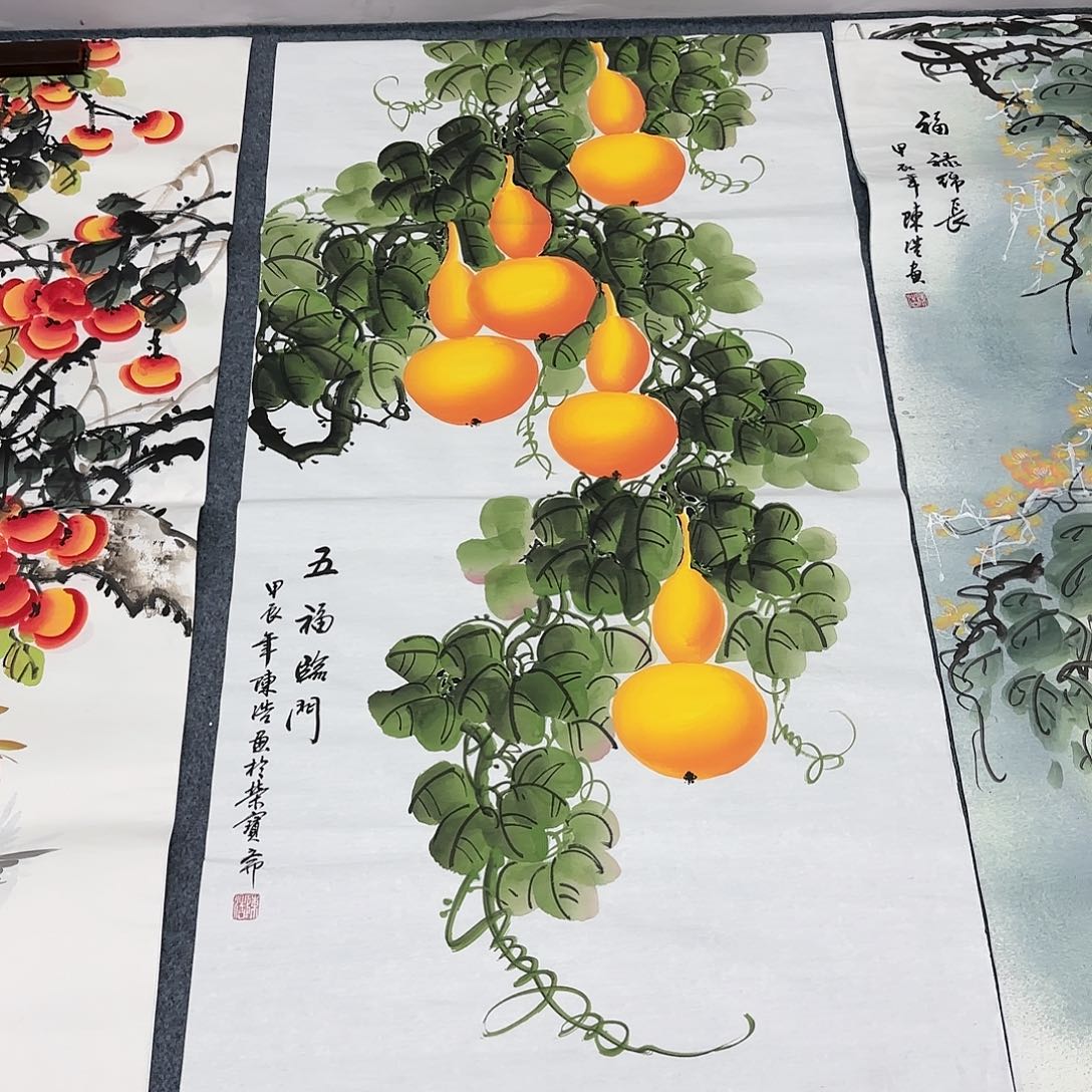 国画尺寸70X138手绘作品