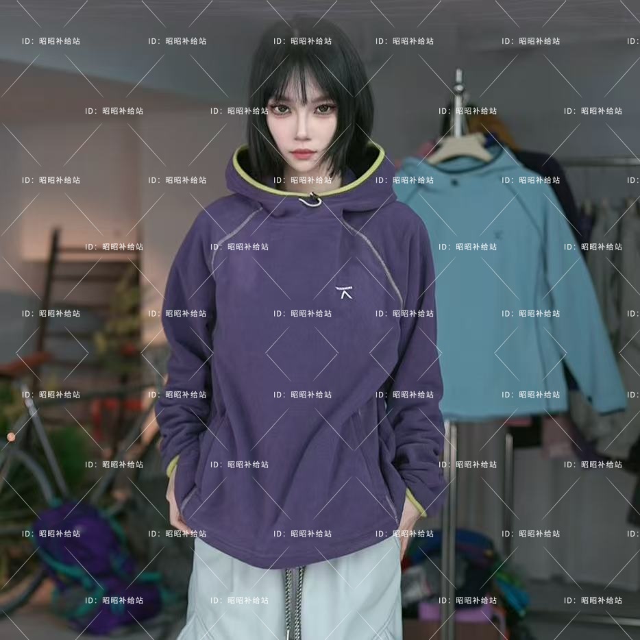 Sports Outdoor-2535山系户外运动摇粒绒连帽卫衣休闲宽松上衣女