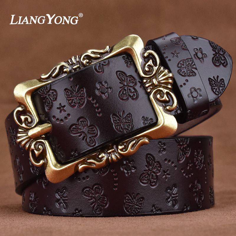 真皮女士皮带浪漫蝴蝶经典复古时尚腰带女士百搭腰带2025新款