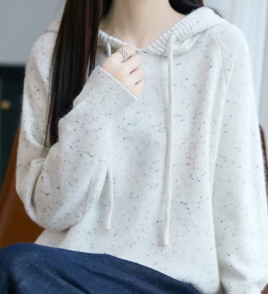 【彩点连帽】2025新款连帽女宽松显瘦高级百搭毛衣秋冬针织帽衫