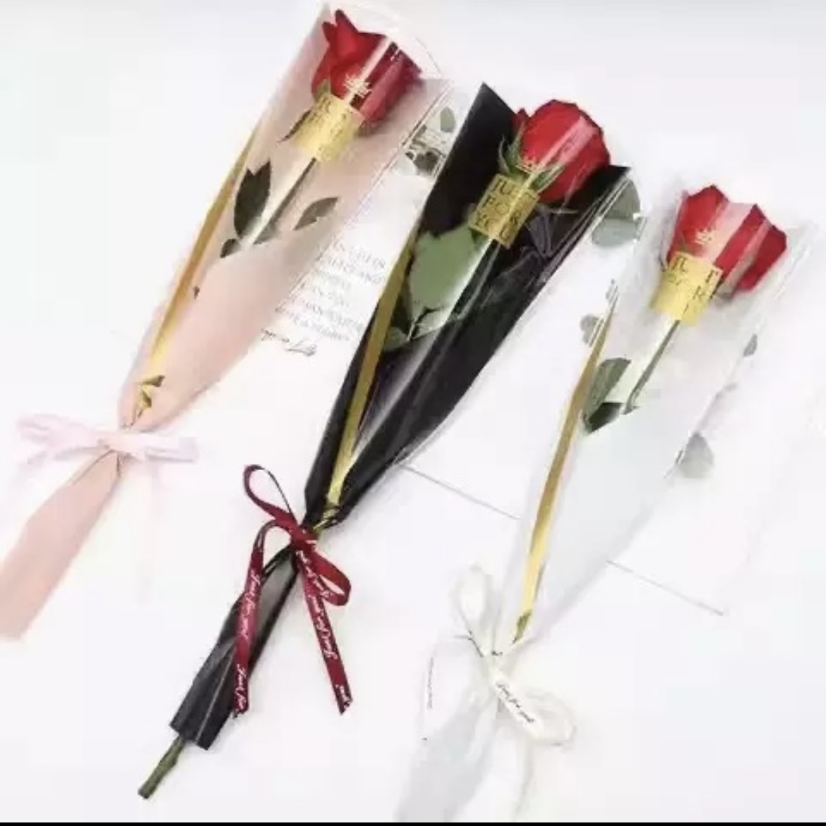 康乃馨玫瑰单支包装袋袋皇冠透明袋子