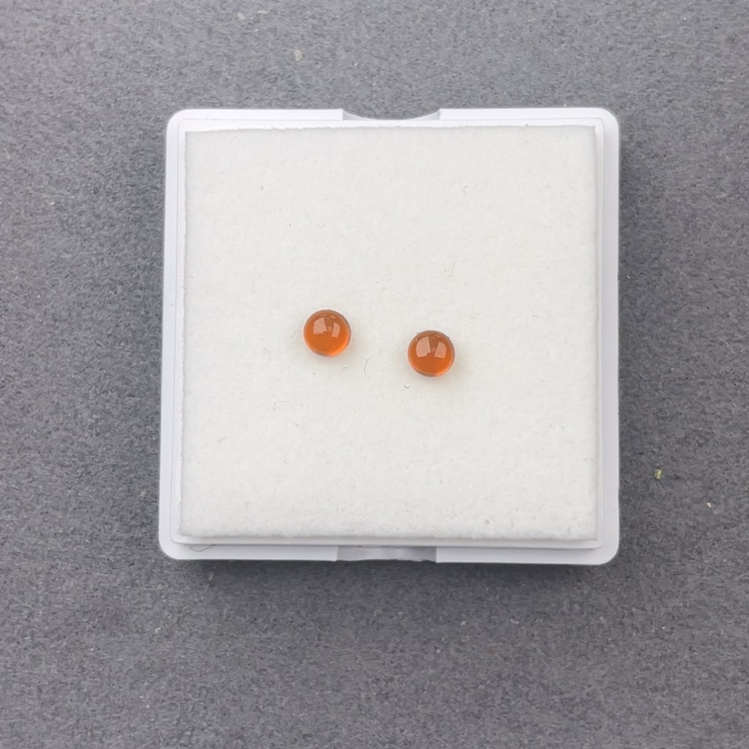 石榴石珠宝半成品未镶嵌天然芬达色素面4mm一对耳钉料