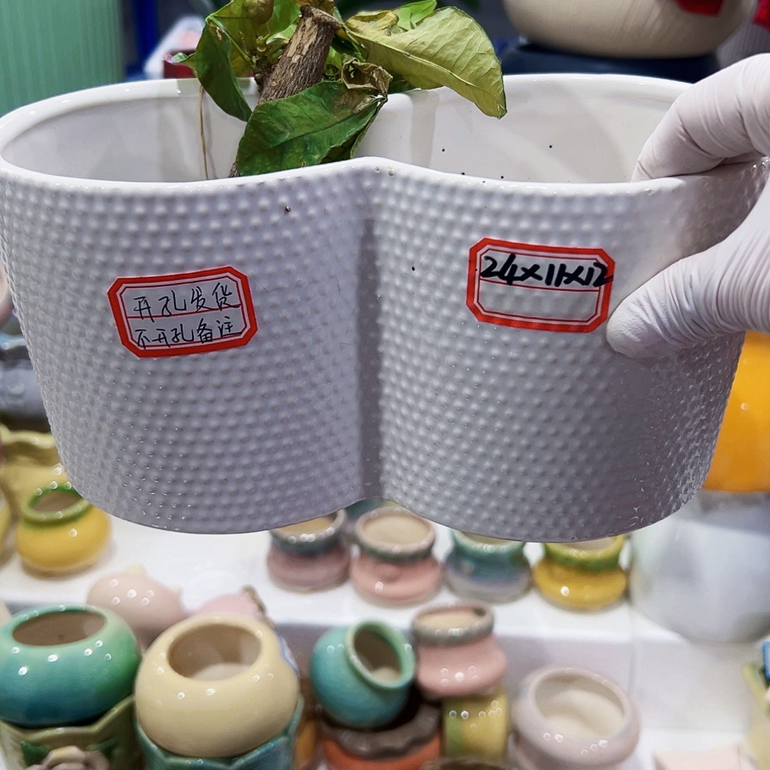 有孔，外贸尾单陶瓷花盆凑单10米包邮