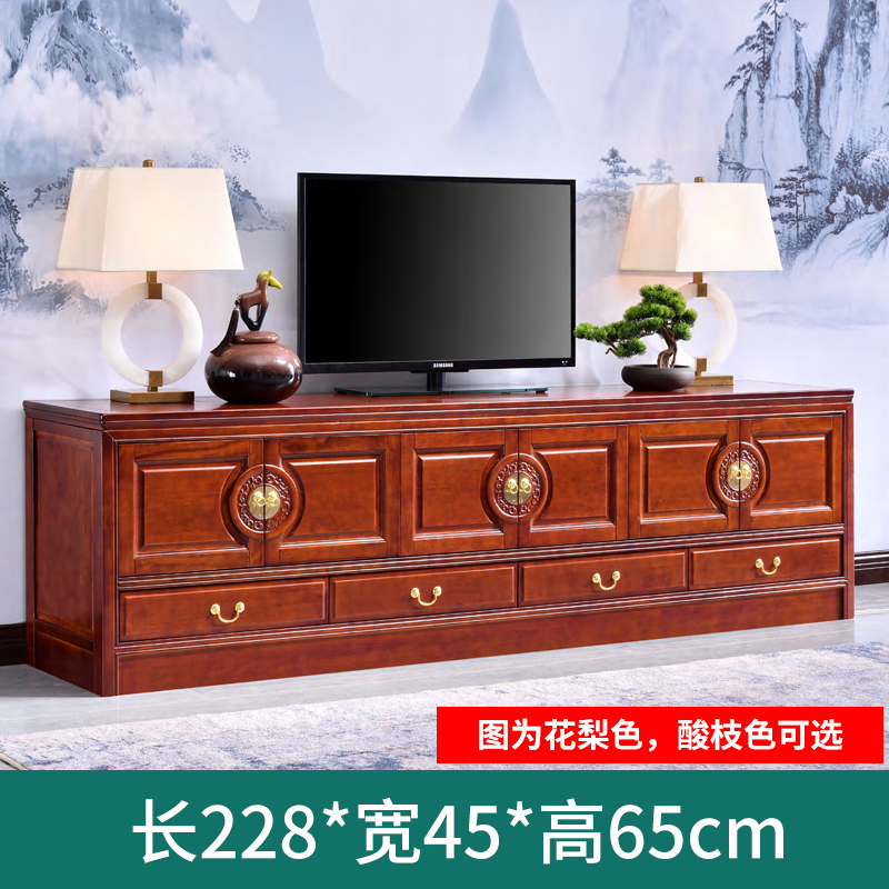 【旭唐D636】古典雕花香樟木电视柜新中式客厅大容量储物落地柜