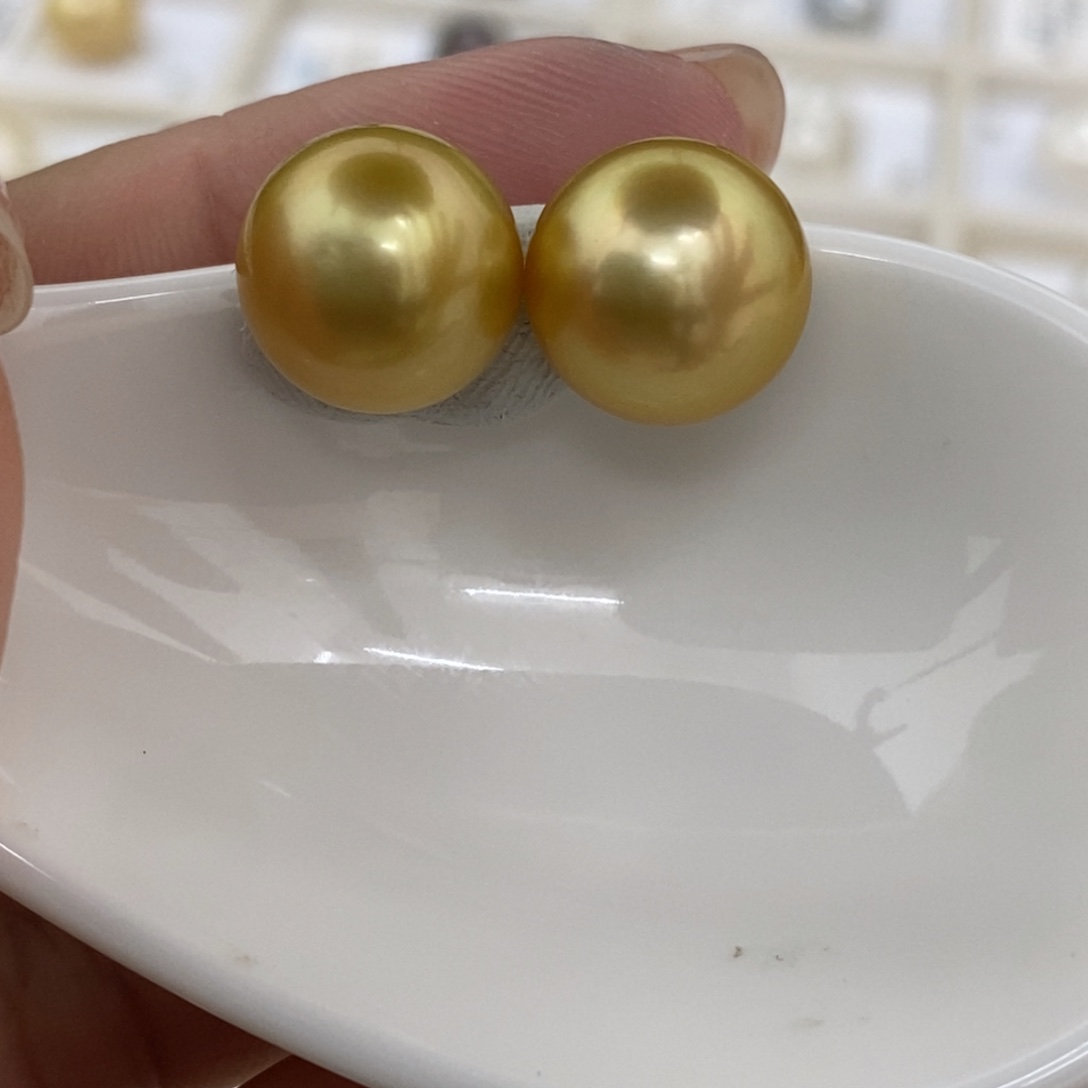 未镶嵌海水珍珠裸珠金珠浓12.4 饱满圆