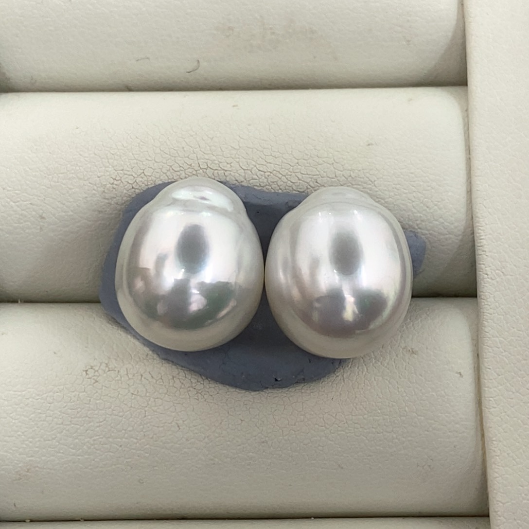 未镶嵌海水珍珠耳饰13-14mm澳白特价12