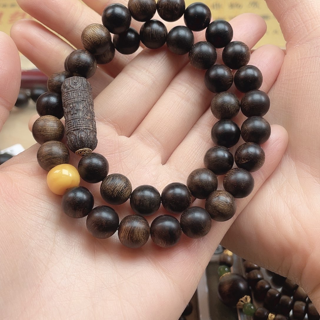 沉香手串蓝***间越南芽庄帝王紫玉化瘤疤s级1.0