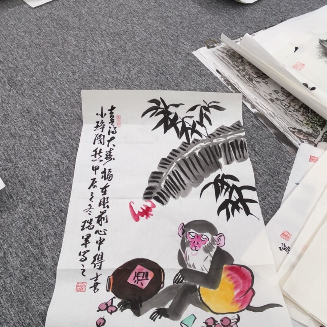 国画武瑞军四尺三开绘画