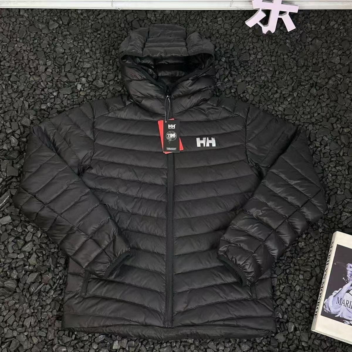官方正品H秋冬轻薄羽绒服情侣2025新款宽松纯色保暖百搭连帽外套