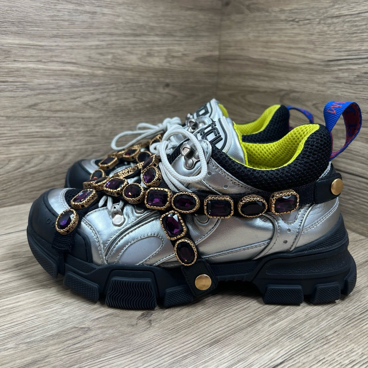 95新 GUCCI/古驰 Flashtrek 水晶登山老爹鞋 38码/98新/无配件