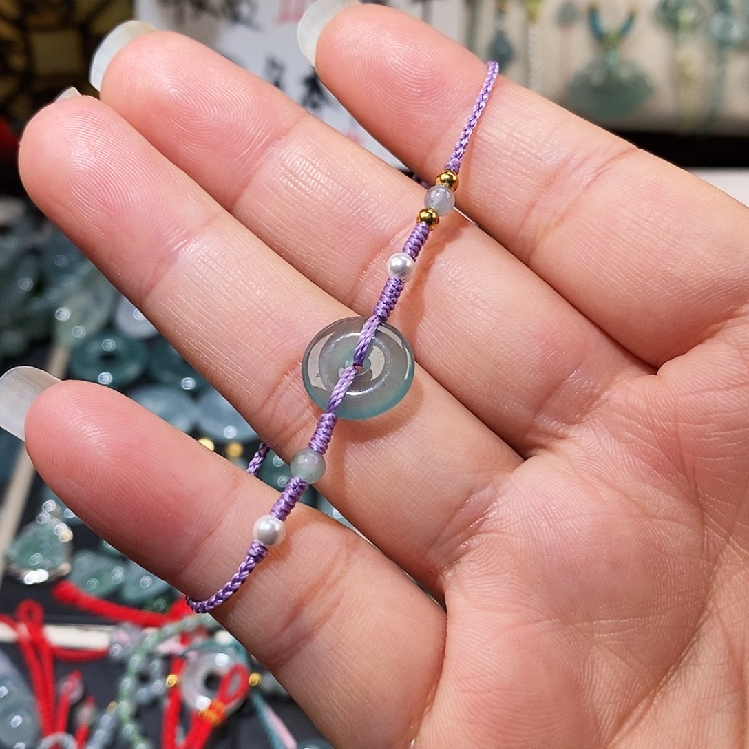 翡翠未镶嵌颈饰平安扣手绳15