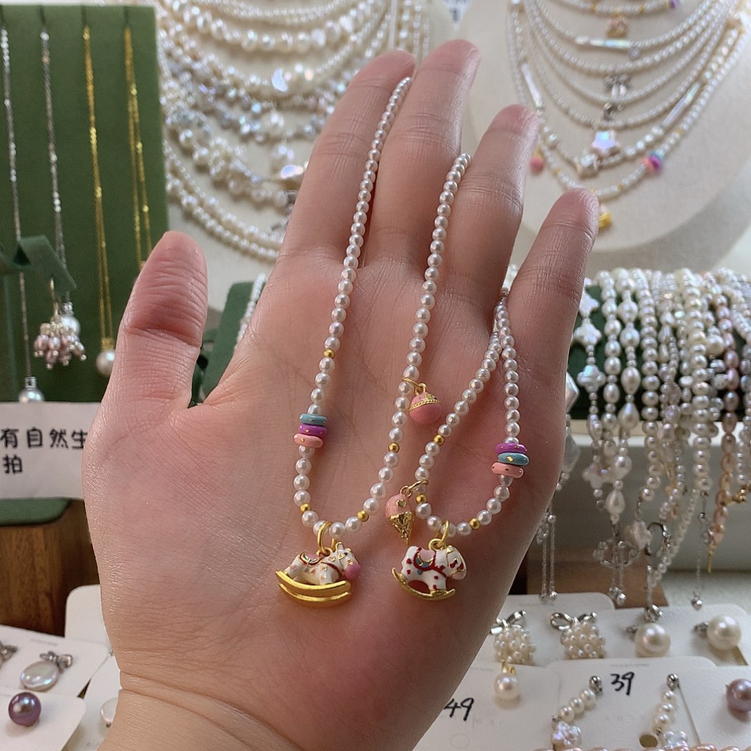 粒***苦淡水珍珠银S925镶嵌颈饰