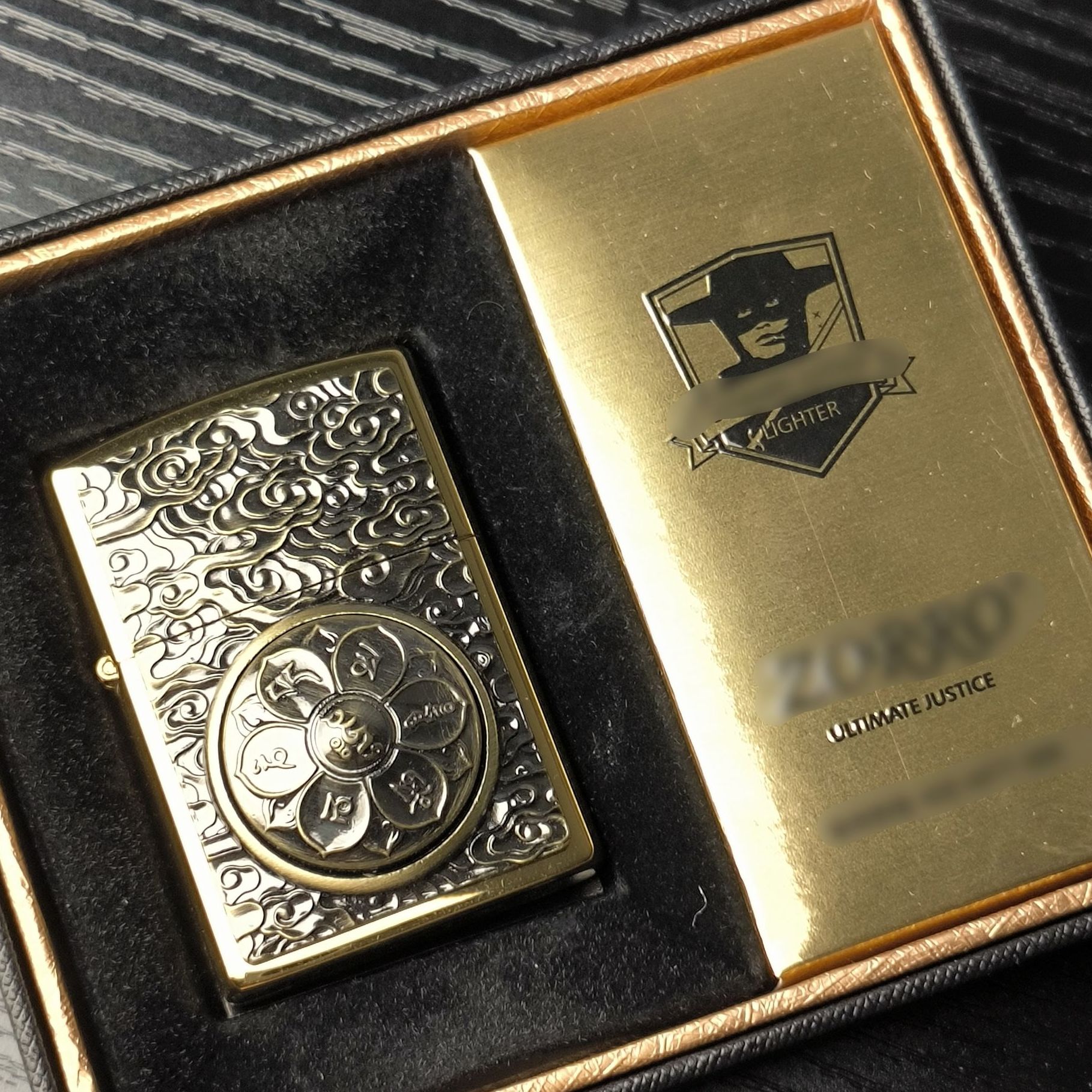 个性创意贴章六字真言时来运转防风打火机