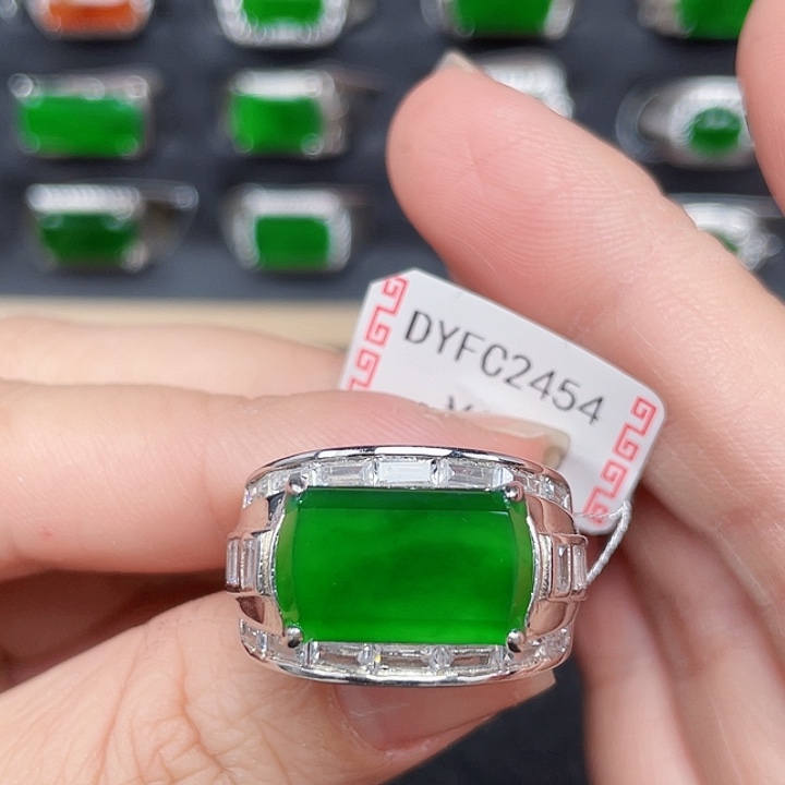 翡翠戒指银S925镶嵌暖*没有运费险2454