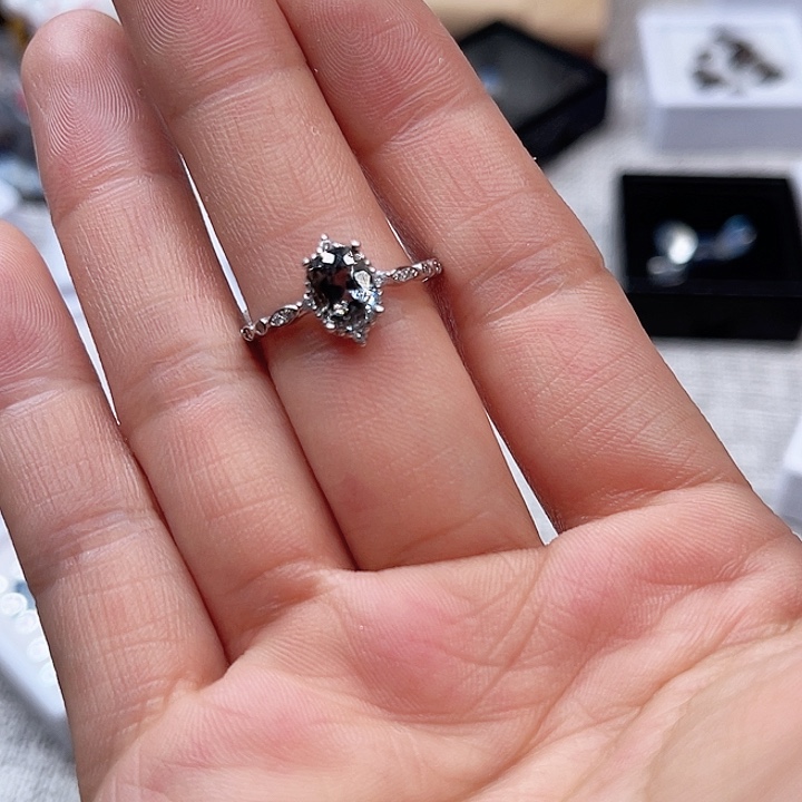 尖晶石戒指银S925镶嵌