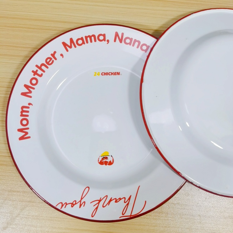 搪瓷餐盘加厚家用圆形菜盘饺子盘冷餐盘耐高温釉下彩摔不碎