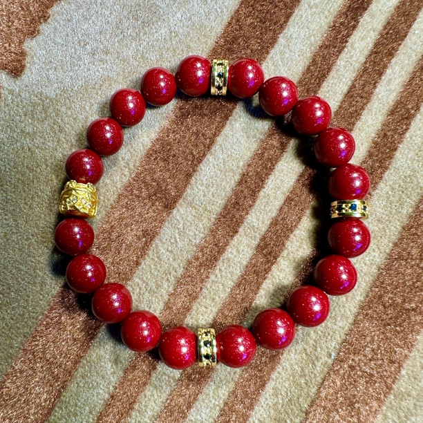 天然辰砂正品高含量紫金砂啊呆手串