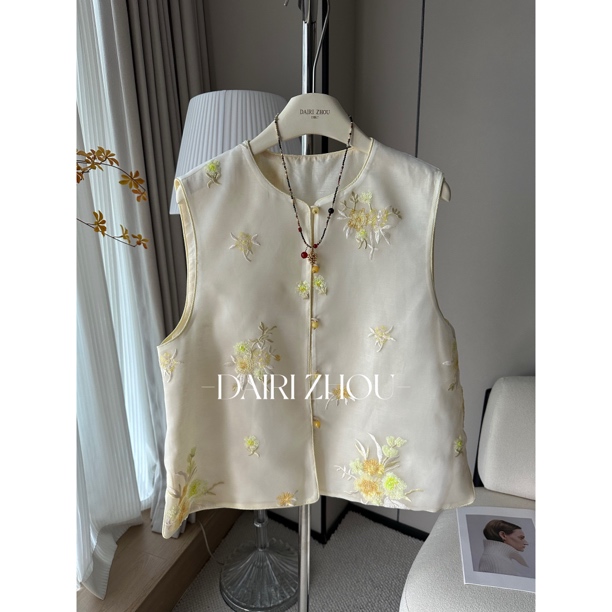 DAIRI  ZHOU▪️灵魂共舞    30棉70亚麻重工刺绣植物花卉马甲无袖