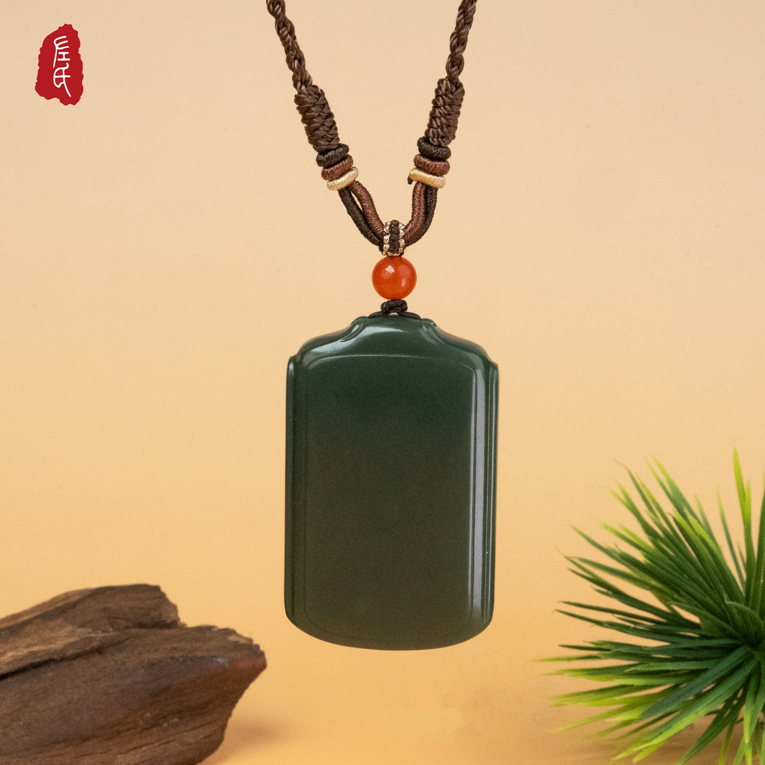 【左氏珠宝】和田玉沙枣青平安无事牌气质2018 