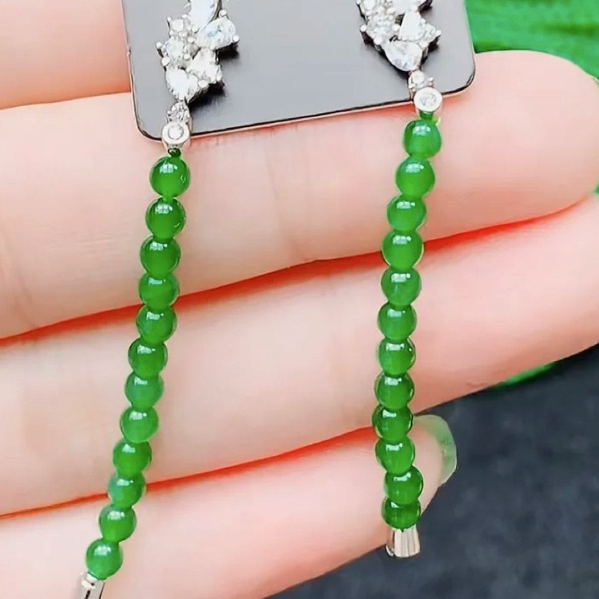 中国好翡翠天然A货翡翠耳钉