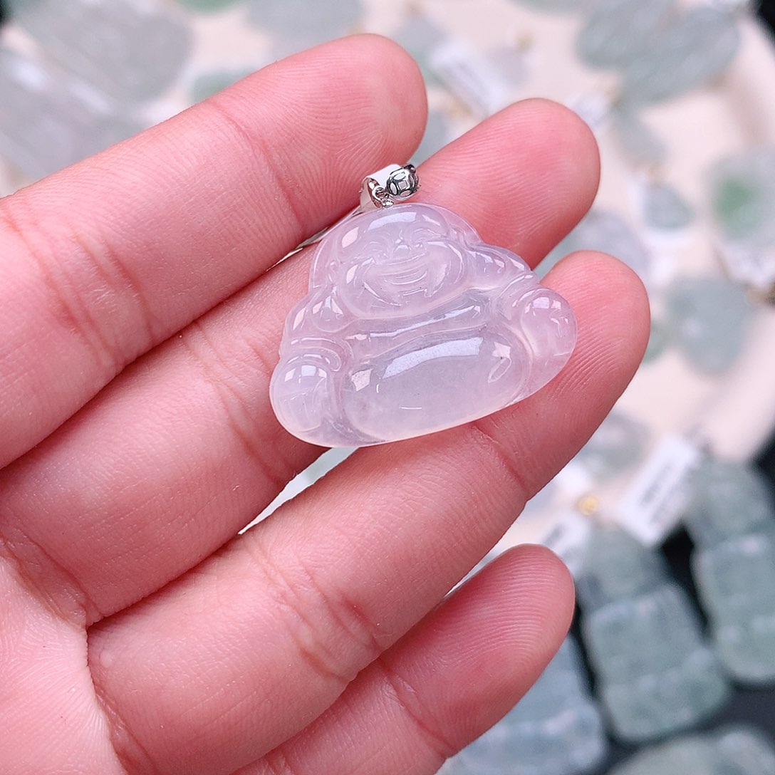 翡翠颈饰18K金镶嵌冰胶佛公
