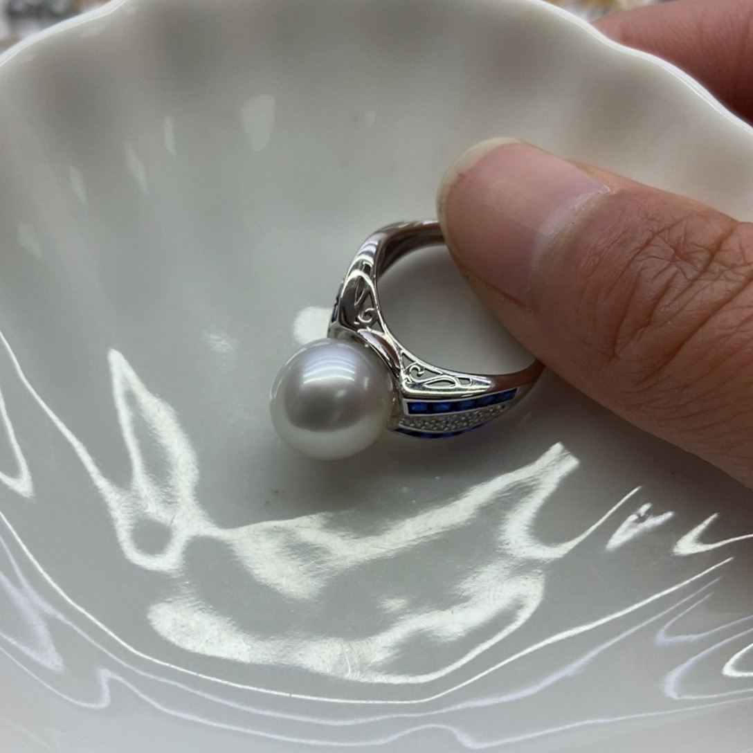 海水珍珠戒指银S925镶嵌