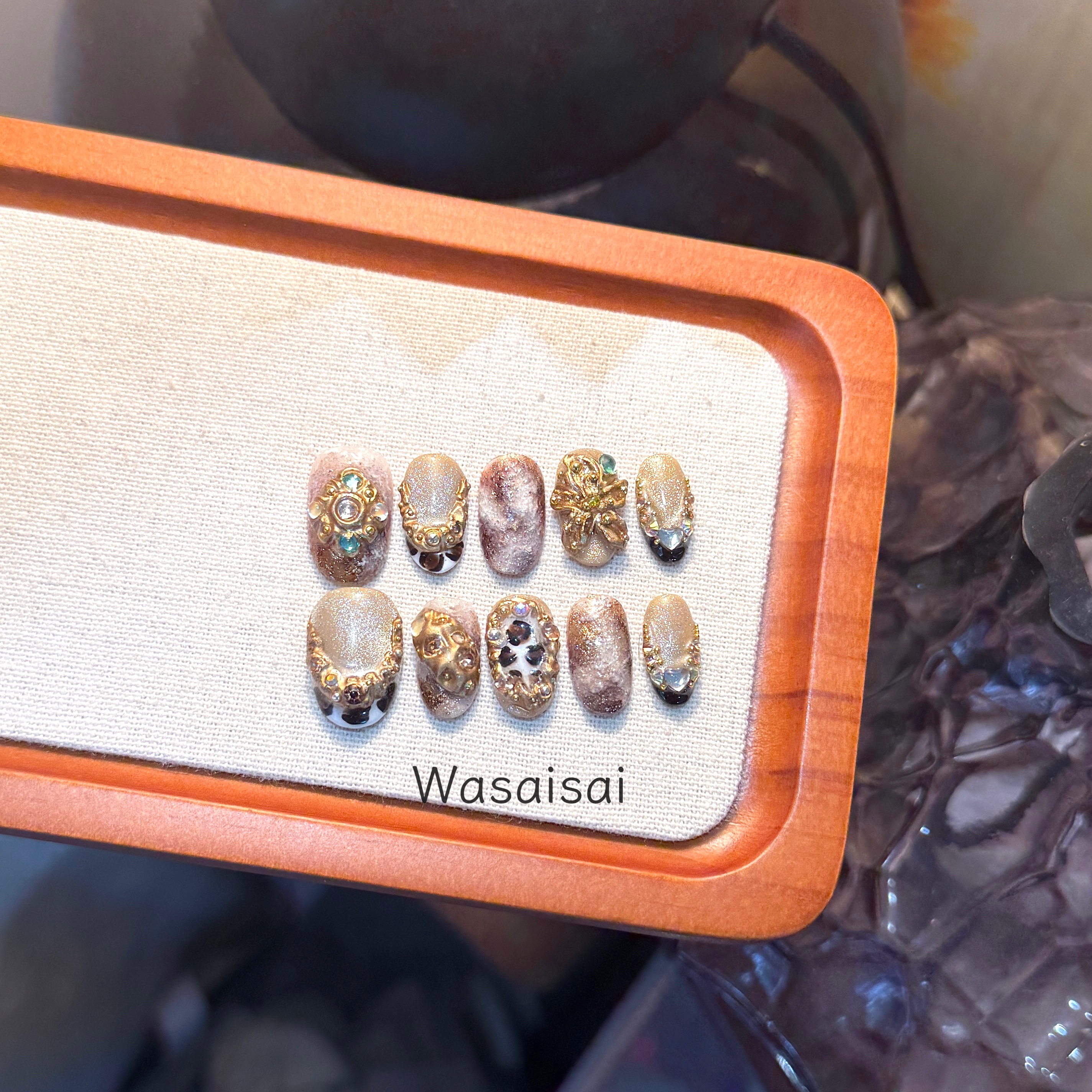 【鎏金】哇噻噻穿戴甲热卖日常通勤百搭高质感猫眼纯手工穿戴甲