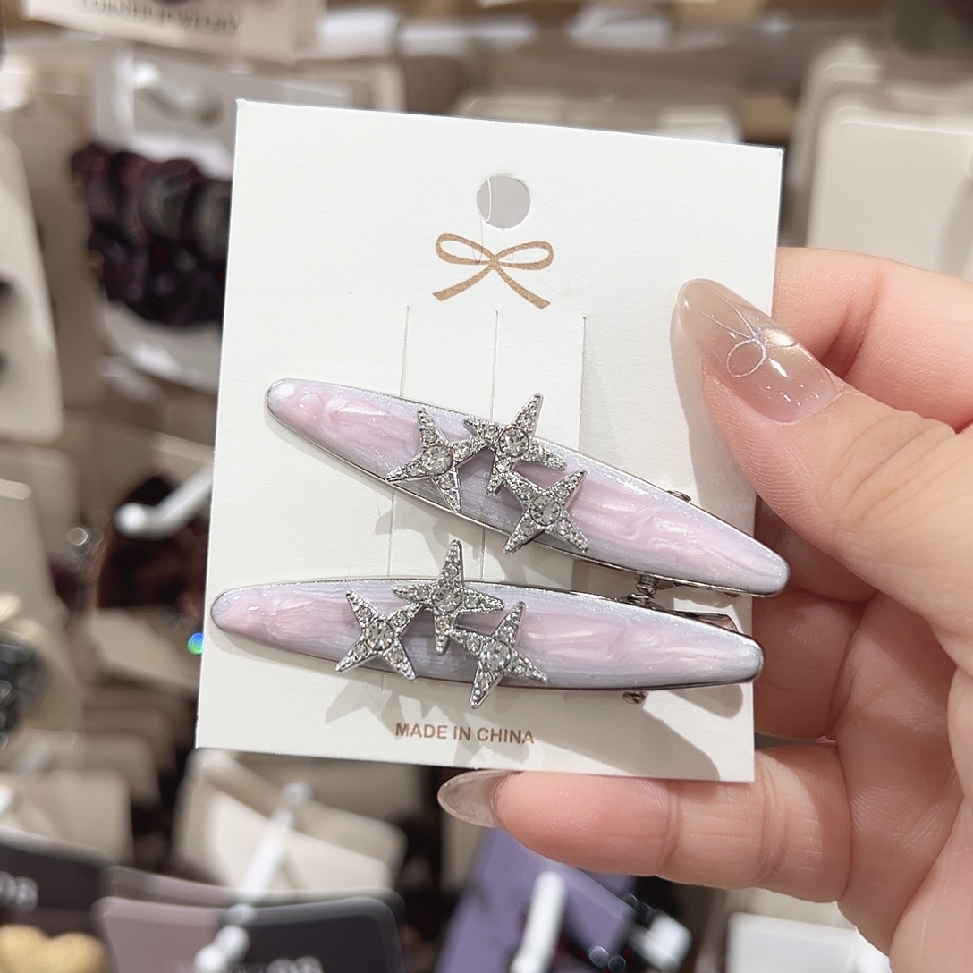非金属粉色星星鸭夹一对