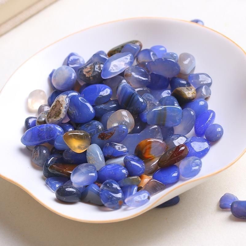 天然蓝玛瑙碎石磁石鱼缸原石盆景奇石风景装饰水晶摆件石头