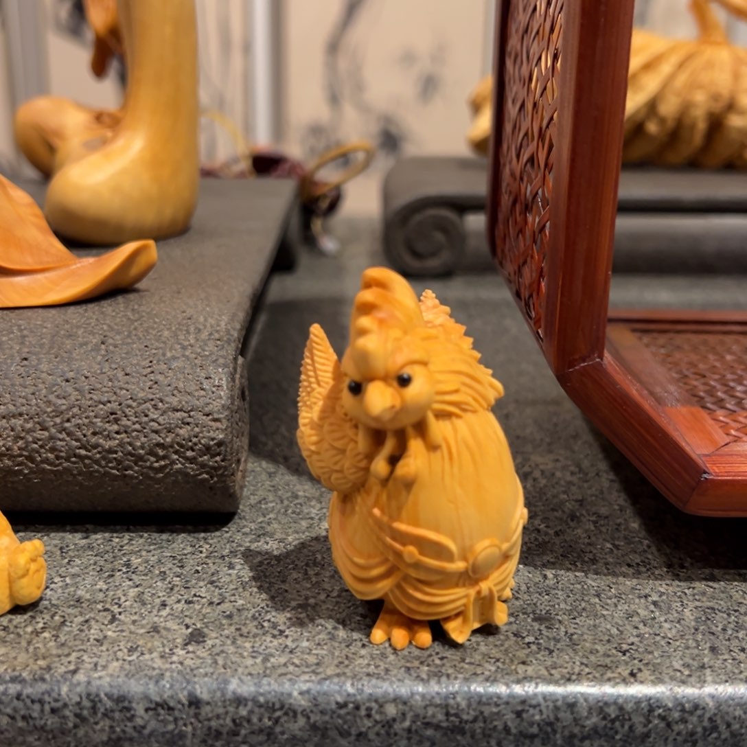 木黄杨木12生肖鸡一件