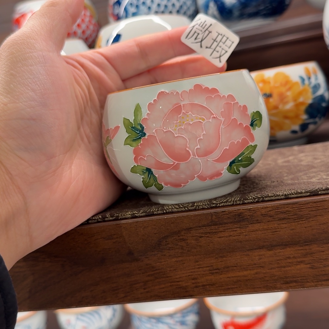 釉下手绘茶具微瑕